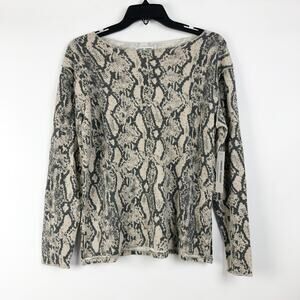 Sweet Romeo Womens Top Small Grey Snake Boat Neck Long Sleeve Nordstrom NWT